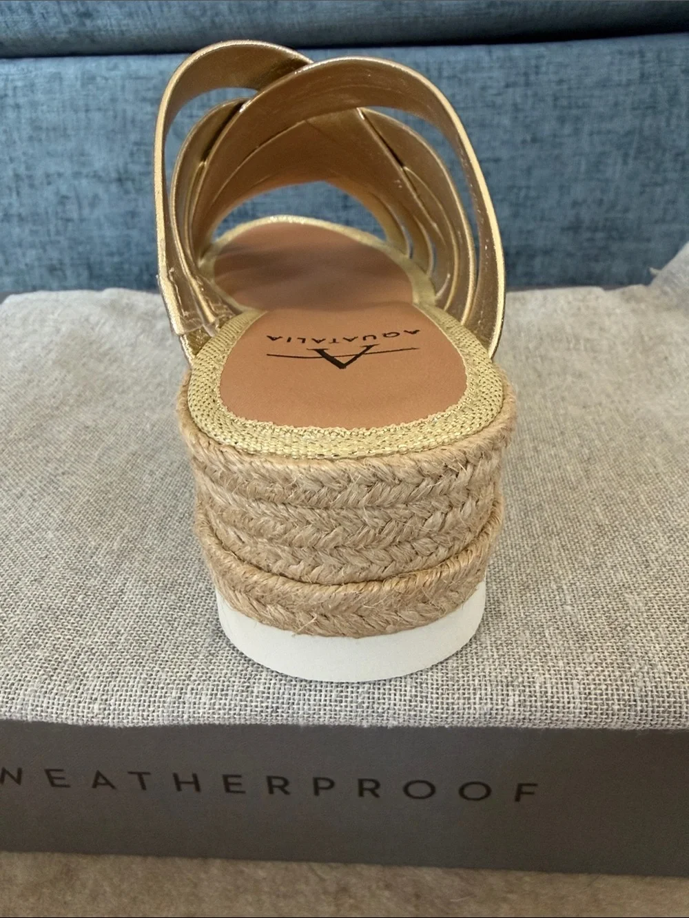 Aquatalia Aura Platino Gold Metallic Braided Espadrille Slide